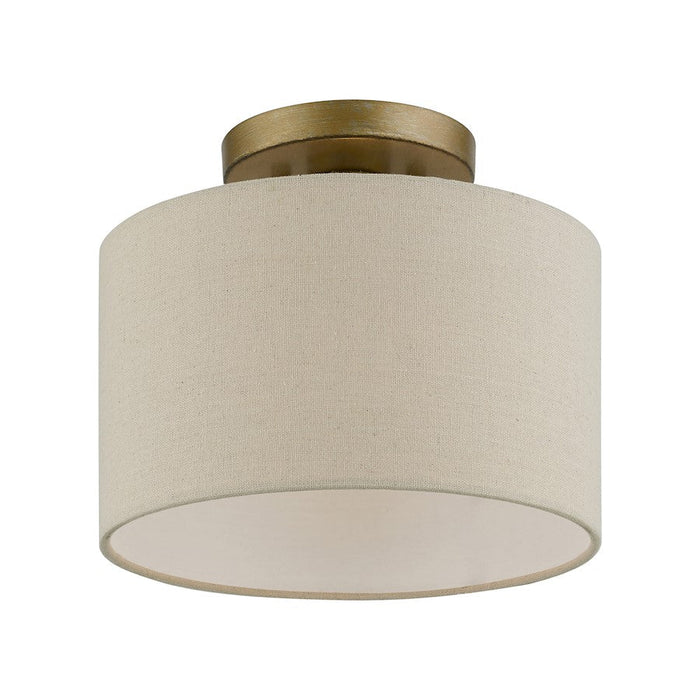 Livex Burnett 1 Light Small Semi-Flush, Gold/White/Ash-Gray/White - 45422-48