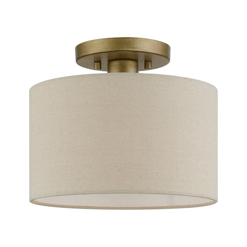 Livex Burnett 1 Light Small Semi-Flush, Gold/White/Ash-Gray/White