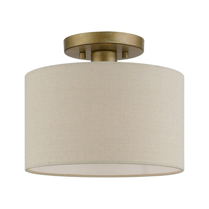 Livex Burnett 1 Light Small Semi-Flush, Gold/White/Ash-Gray/White