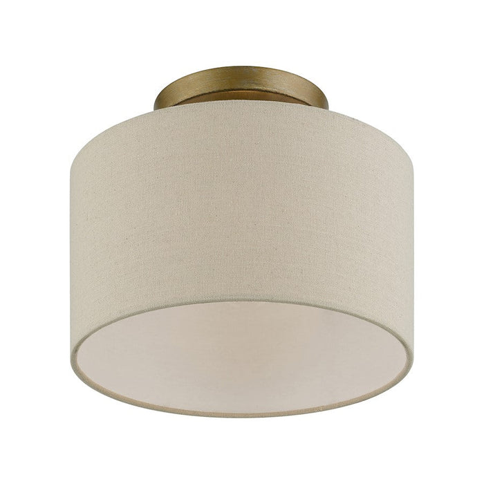 Livex Burnett 1 Light Small Semi-Flush, Gold/White/Ash-Gray/White