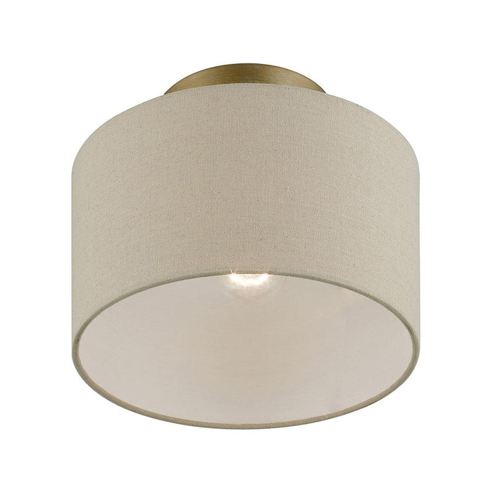 Livex Burnett 1 Light Small Semi-Flush, Gold/White/Ash-Gray/White