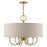 Livex Burnett 7 Light Pendant Chandelier, Gold/White/Ash-Gray Fabric