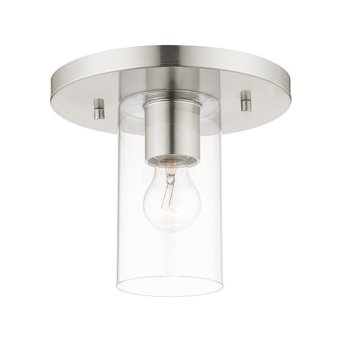 Livex Zurich 1 Light Flush Mount , Brushed Nickel/Clear Glass - 45471-91