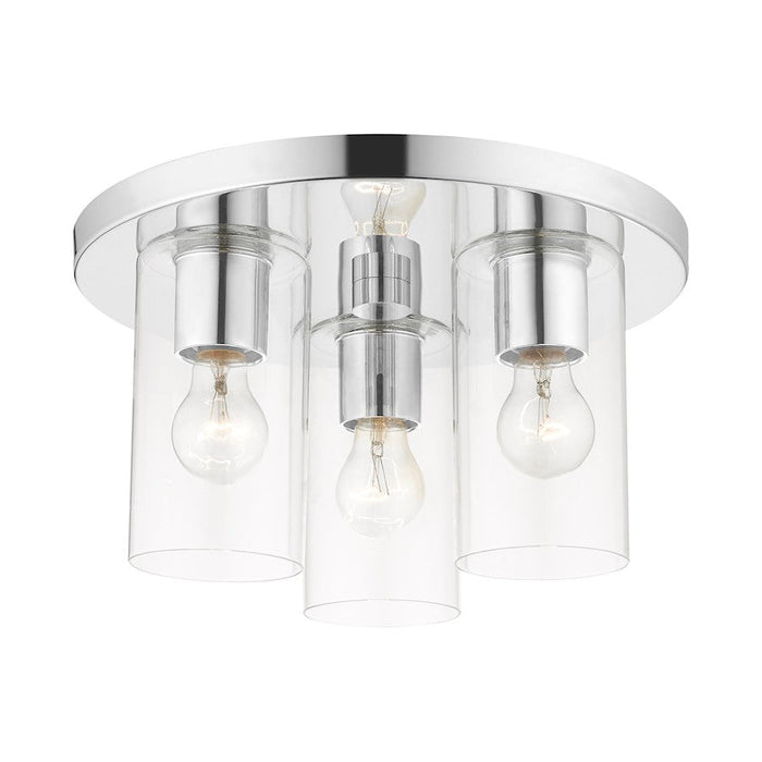 Livex Zurich 3 Light Flush Mount , Polished Chrome/Clear Glass - 45472-05