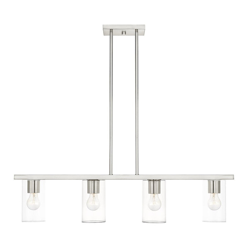 Livex Zurich 4 Light Chandelier, Brushed Nickel/Clear Glass - 45474-91
