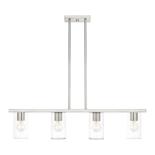 Livex Zurich 4 Light Chandelier, Brushed Nickel/Clear Glass - 45474-91