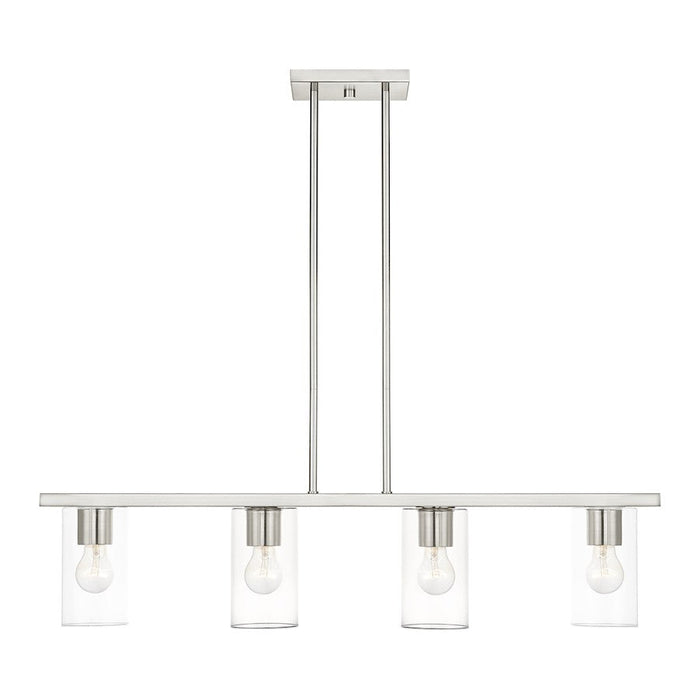 Livex Zurich 4 Light Chandelier, Brushed Nickel/Clear Glass - 45474-91