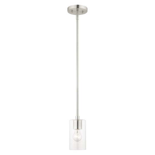 Livex Zurich 1 Light Pendant, Brushed Nickel/Clear Glass - 45477-91