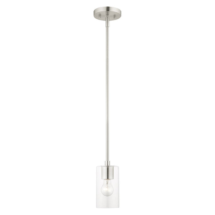 Livex Zurich 1 Light Pendant, Brushed Nickel/Clear Glass - 45477-91