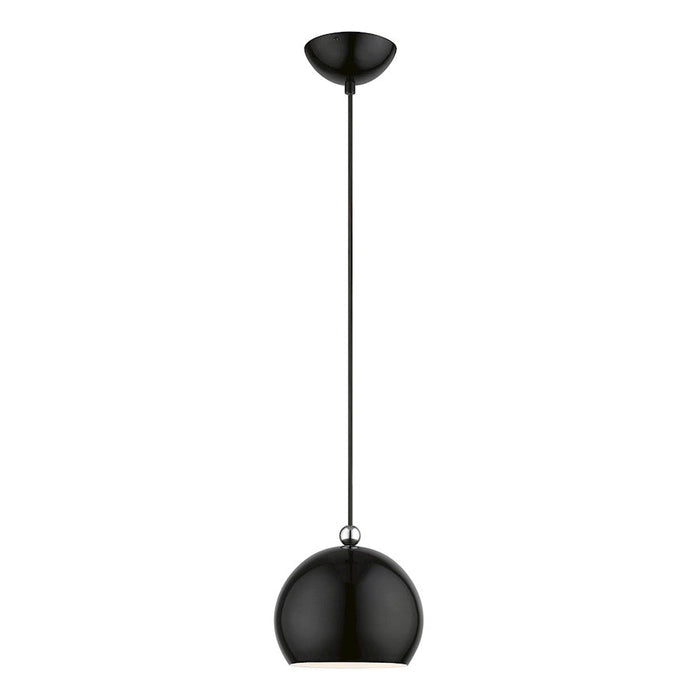 Livex Stockton 1 Light Globe Mini Pendant, Black/Chrome/Steel/White - 45481-68