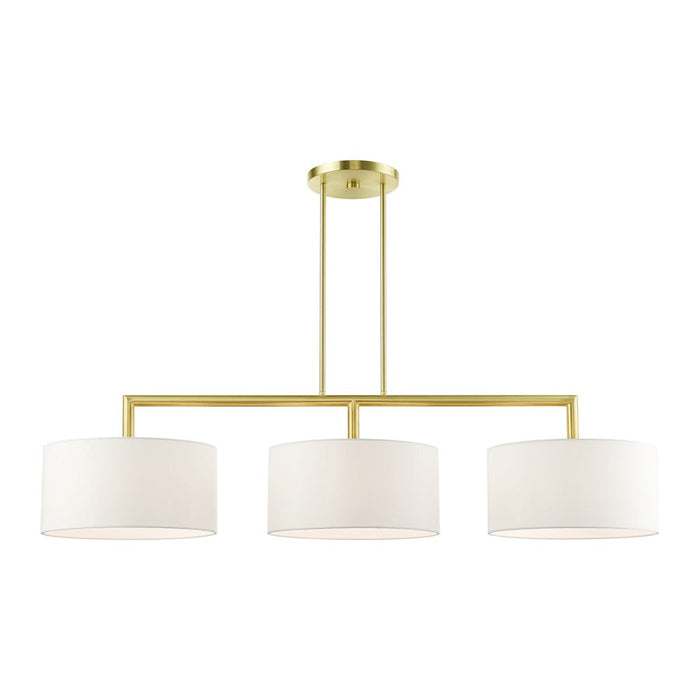 Livex Meridian 3 Light Linear Chandelier, Satin Brass - 45493-12