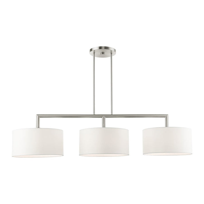 Livex Meridian 3 Light Linear Chandelier, Brushed Nickel - 45493-91