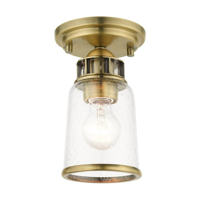 Livex Lawrenceville 1 Light Flush Mount, Antique Brass - 45501-01