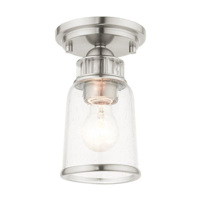 Livex Lawrenceville 1 Light Flush Mount, Brushed Nickel - 45501-91