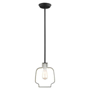 Livex Meadowbrook 18" Light Pendant, Black/Nickel/Black Shade/Gold - 45511-04