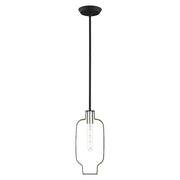 Livex Meadowbrook 1 Light Pendant, Black/Nickel/Black Shade/Gold - 45512-04