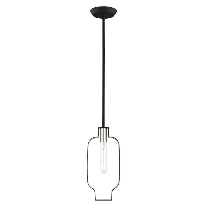 Livex Meadowbrook 1 Light Pendant, Black/Nickel/Black Shade/Gold - 45512-04