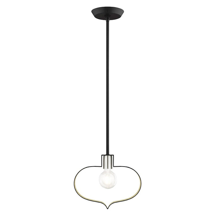 Livex Meadowbrook 17.25" Light Pendant, Black/Nickel/Black Shade/Gold - 45513-04