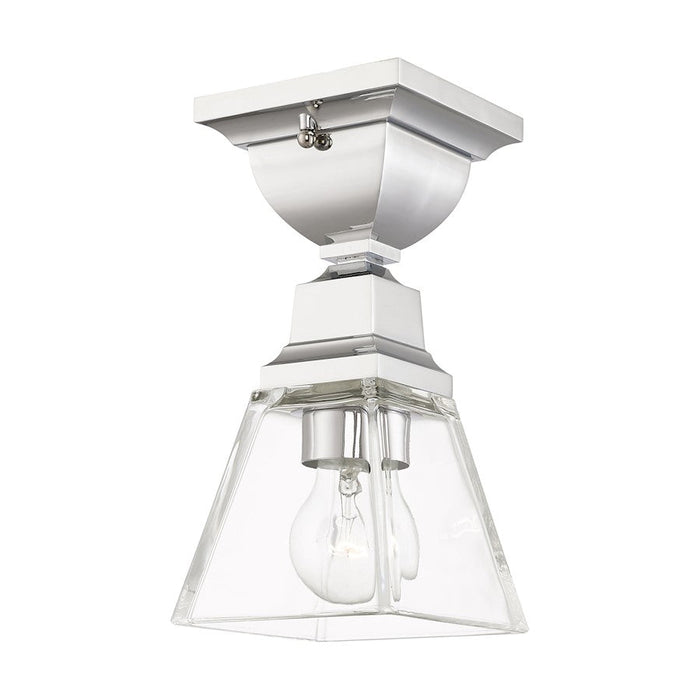 Livex Mission 1 Light Flush Mount , Polished Chrome/Clear Glass - 45562-05