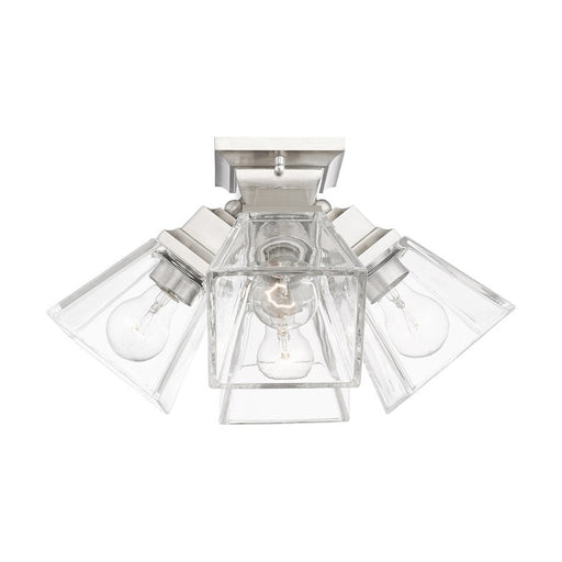 Livex Mission 4 Light Flush Mount , Brushed Nickel/Clear Glass - 45564-91