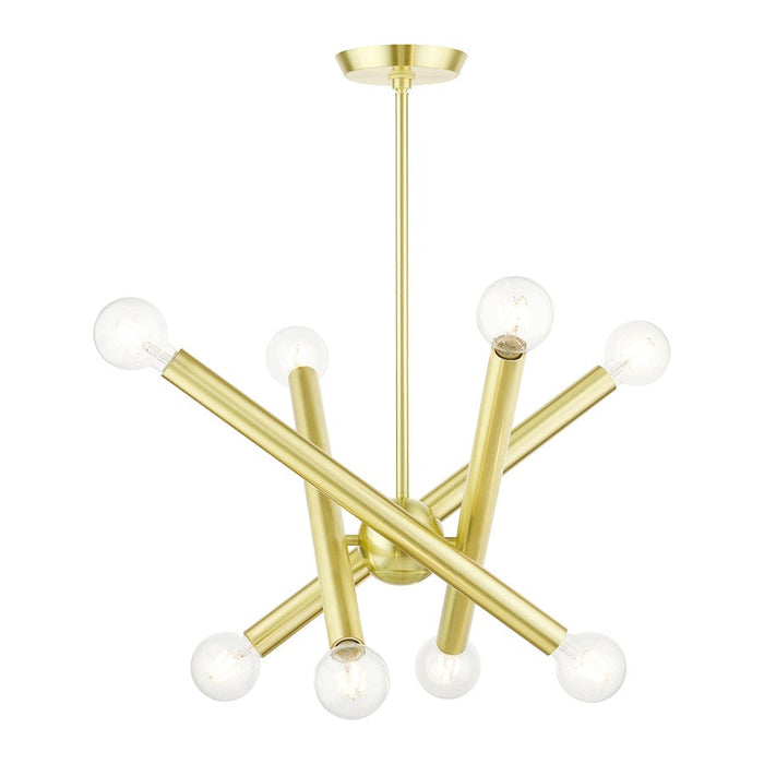 Livex Stafford 8 Light Chandelier, Satin Brass - 45584-12