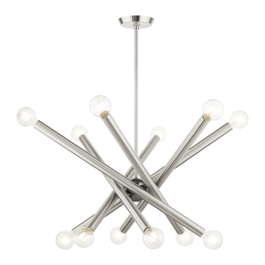 Livex Stafford 12 Light Chandelier, Brushed Nickel - 45586-91