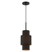 Livex Sentosa 1 Light Pendant, Black/Orange Fabric Inside - 45612-04