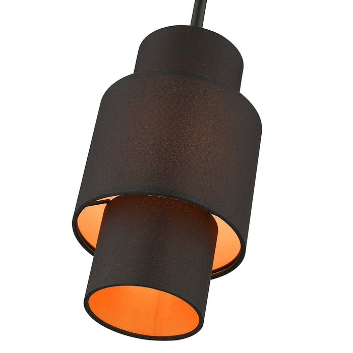 Livex Sentosa 1 Light Pendant, Black/Orange Fabric Inside