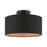 Livex Sentosa 1 Light Medium Semi-Flush, Black/Black Fabric/Orange - 45613-04