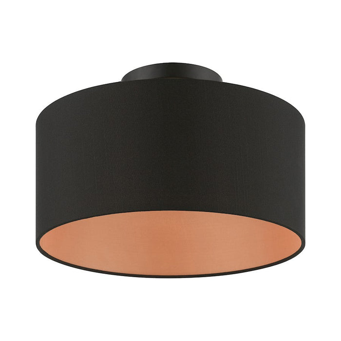 Livex Sentosa 1 Light Medium Semi-Flush, Black/Black Fabric/Orange