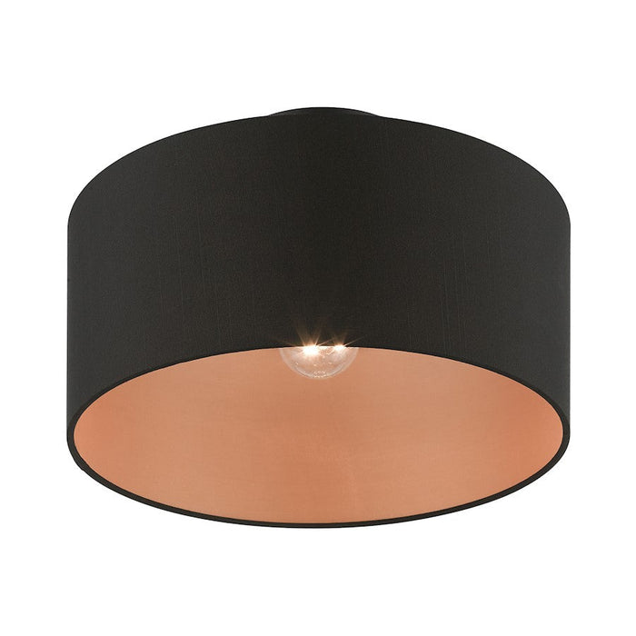 Livex Sentosa 1 Light Medium Semi-Flush, Black/Black Fabric/Orange