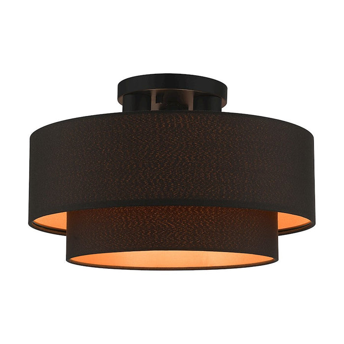 Livex Sentosa 3 Light Large Semi-Flush Mount, Black/Black/Orange - 45614-04