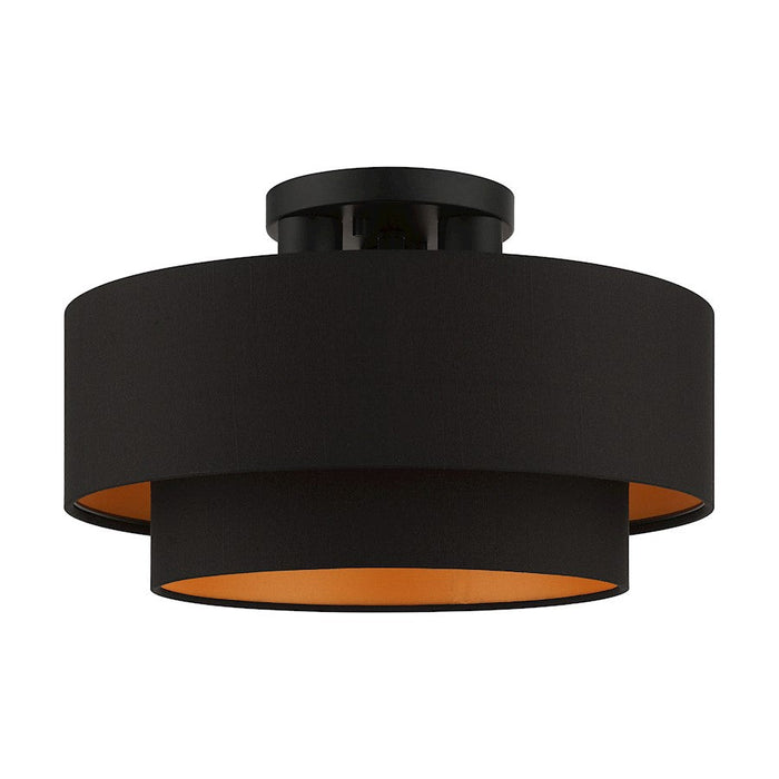 Livex Sentosa 3 Light Large Semi-Flush Mount, Black/Black/Orange