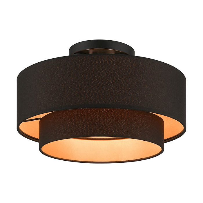 Livex Sentosa 3 Light Large Semi-Flush Mount, Black/Black/Orange