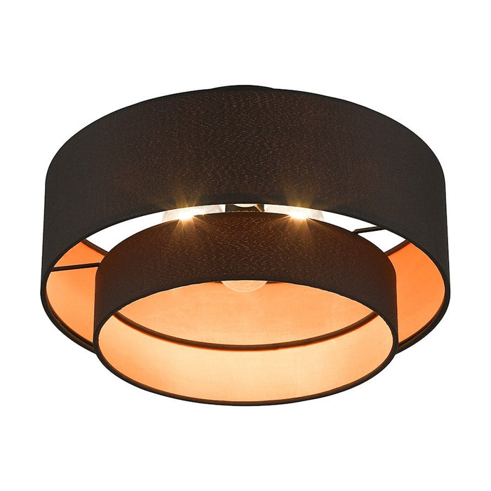 Livex Sentosa 3 Light Large Semi-Flush Mount, Black/Black/Orange