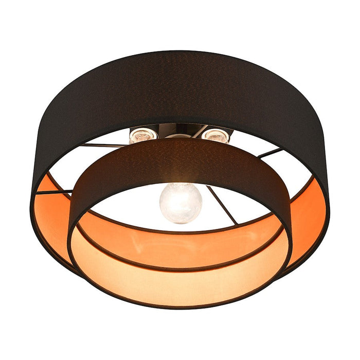 Livex Sentosa 3 Light Large Semi-Flush Mount, Black/Black/Orange