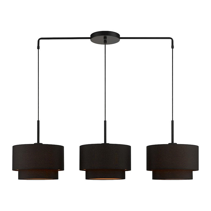 Livex Sentosa 3 Lt Large Linear Chandelier, Black/Orange Fabric - 45617-04