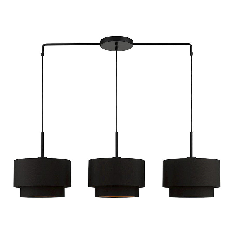 Livex Sentosa 3 Lt Large Linear Chandelier, Black/Orange Fabric