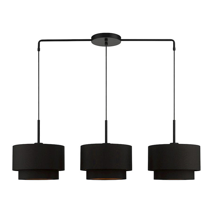 Livex Sentosa 3 Lt Large Linear Chandelier, Black/Orange Fabric