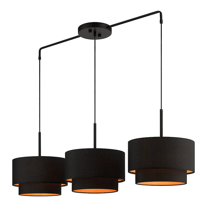 Livex Sentosa 3 Lt Large Linear Chandelier, Black/Orange Fabric