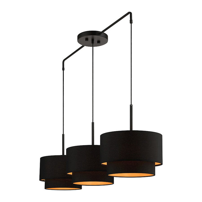 Livex Sentosa 3 Lt Large Linear Chandelier, Black/Orange Fabric