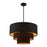 Livex Sentosa 4 Light Pendant Chandelier, Black/Orange Fabric Inside