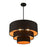 Livex Sentosa 4 Light Pendant Chandelier, Black/Orange Fabric Inside