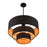 Livex Sentosa 4 Light Pendant Chandelier, Black/Orange Fabric Inside