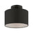 Livex Bainbridge 1 Light Small Semi-Flush, Black/Black Fabric/White