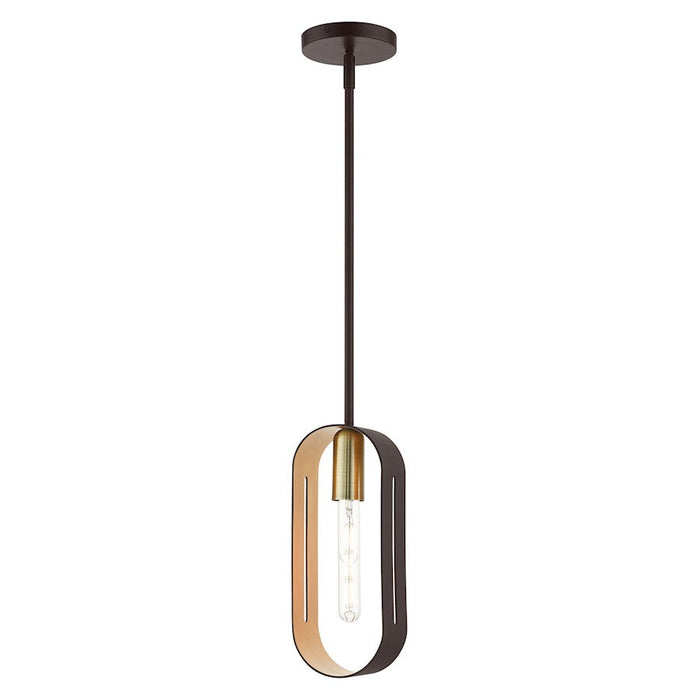 Livex Ravena 1 Light Pendant, Bronze with Antique Brass Accents - 45761-07