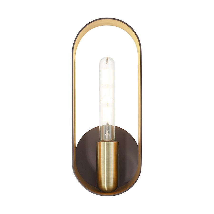 Livex Ravena 1 Light ADA Wall Sconce, Bronze/Antique Brass Accents - 45762-07