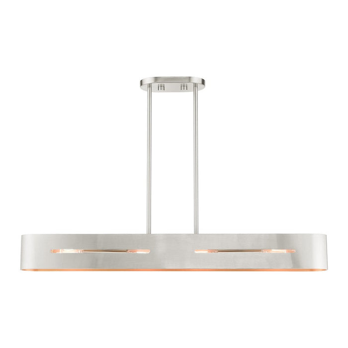 Livex Ravena 4 Light Linear Chandelier, Brushed Nickel - 45767-91