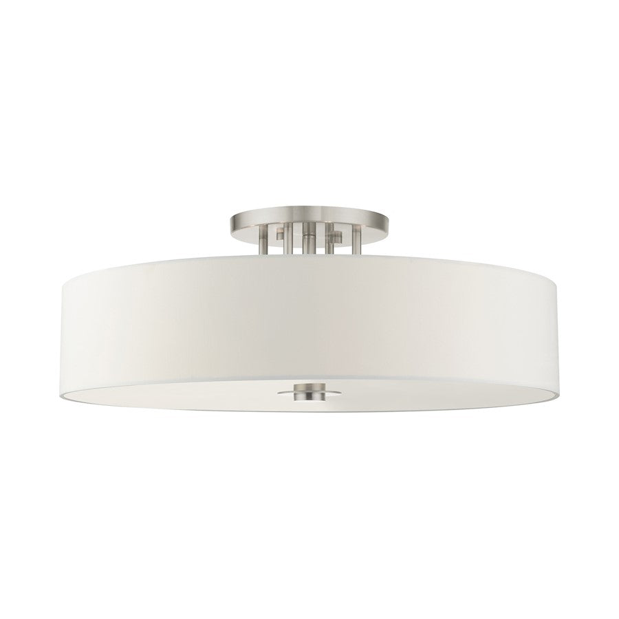 Livex Meridian 6 Light Drum Semi Flush Mount, Nickel - 45798-91