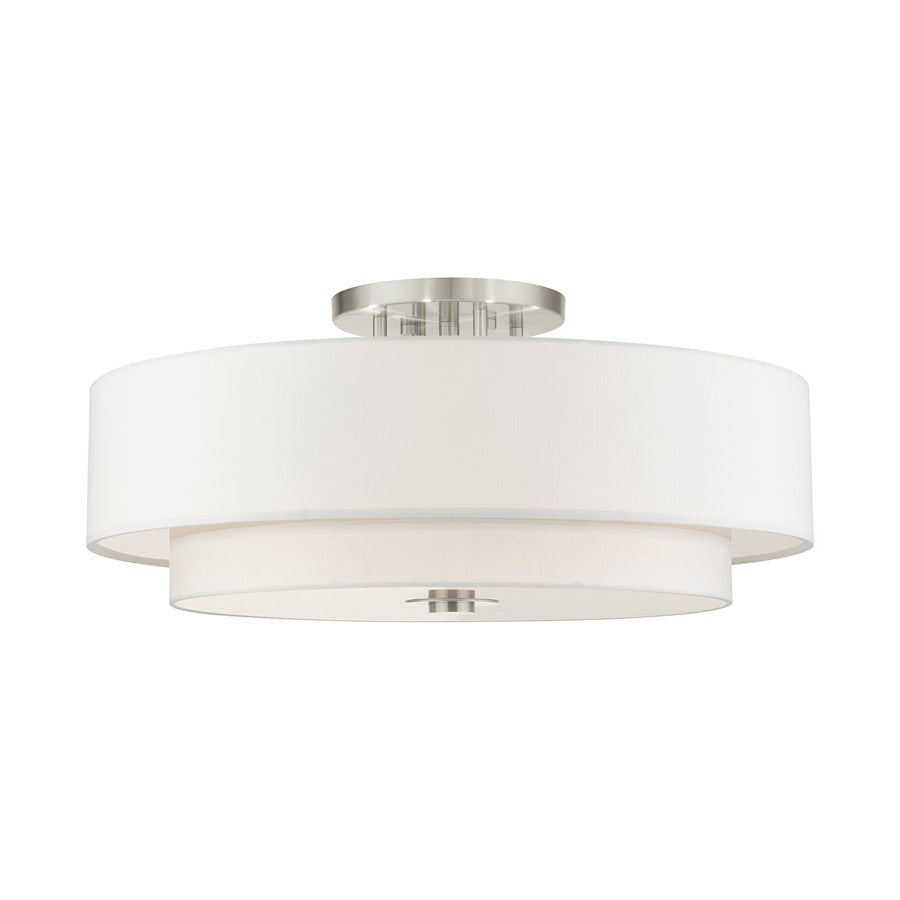 Livex Meridian 6 Light Semi Flush Mount, Nickel - 45799-91